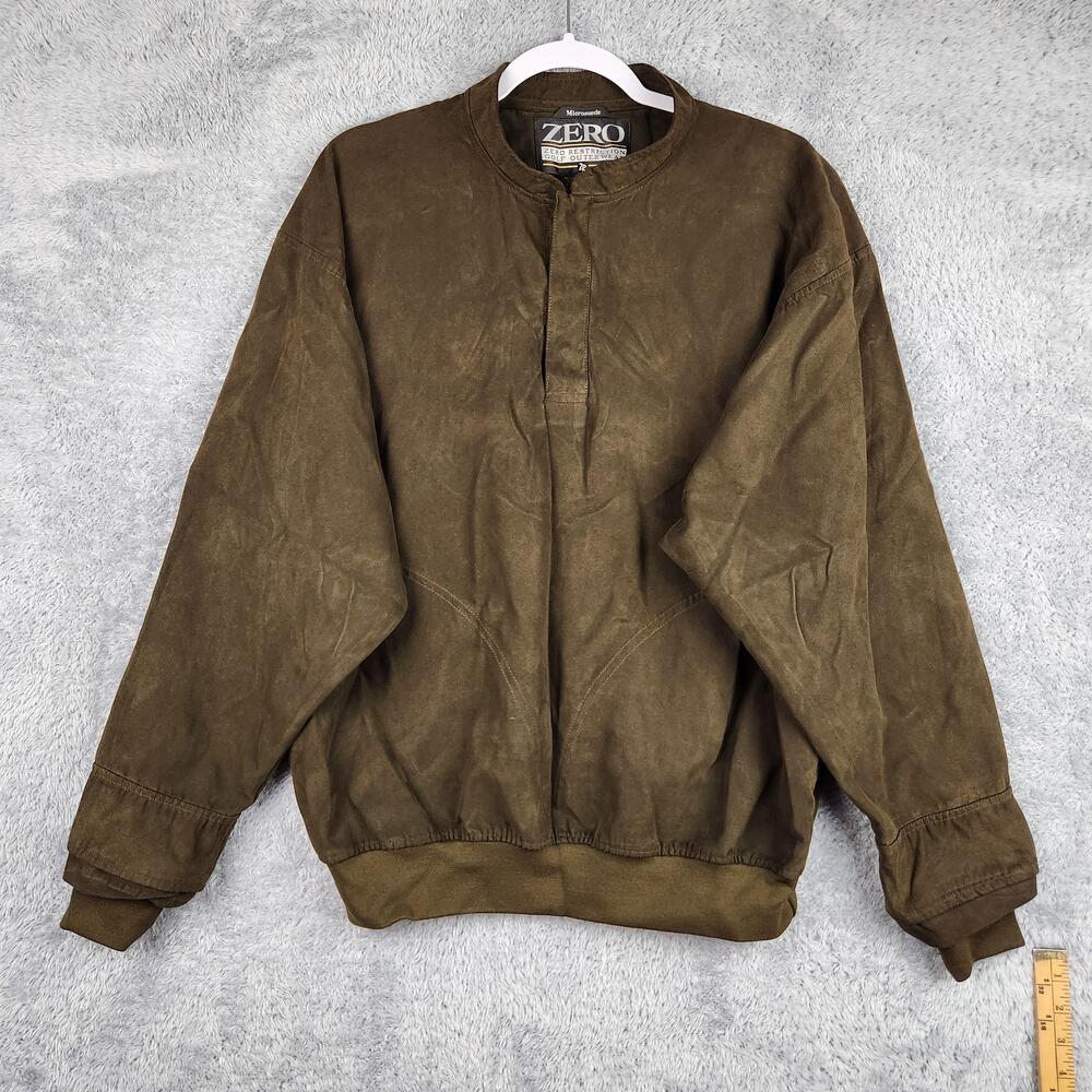 Vintage Zero Restriction Jacket Mens Medium Brown Microsuede Golf Windbreaker